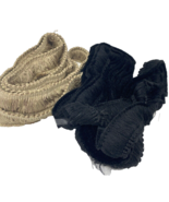 Lot Brush Fringe Drapery/Upholstery/Pillow Trim Black 4 Yards, Tan 2 Yar... - $14.24