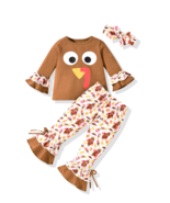 Turkey Thanksgiving Outfit Bell Bottom Pants Turkey Face Headband 12-18 ... - €12,88 EUR