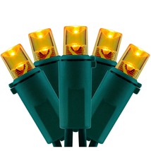 Orange Wide Angle Led Christmas Lights With Green Wire, 66 Ft 200 Count Ul Certi - £35.96 GBP