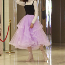 Light Purple Ruffle Tulle Skirt Women Custom Plus Size Holiday Tulle Skirt image 1