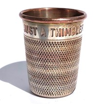 JUST A THIMBLEFUL 1.5 oz SHOT GLASS by PH VOGEL England silverplate vint... - $21.75