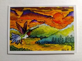 ACEO Print in Magnetic sleeve hummingbird art nature scenery - £3.93 GBP