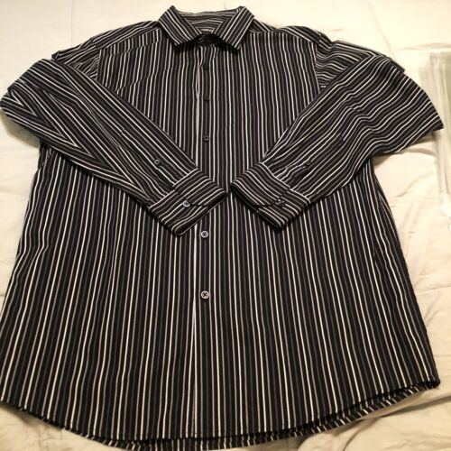 Claiborne Mens Dress Shirt Size M Medium Long Sleeve Button Up  Striped - $16.13