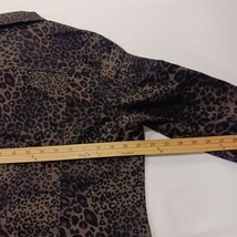 Nine West Jean Women's Sarah Jacket Denim Tan Wild One Leopard Print Size Large image 6