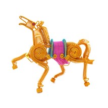 Golden metal horse statue sculpture decor, Wire sculpture art, Horse fig... - $62.00