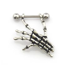 2 Pieces High Quality Hands Punk Titanium Surgical Stainless Steel Barbell Nippl - £8.12 GBP