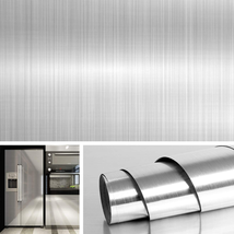 Livelynine Brushed Nickel Peel and Stick Wallpaper Silver Stainless Steel - £10.31 GBP