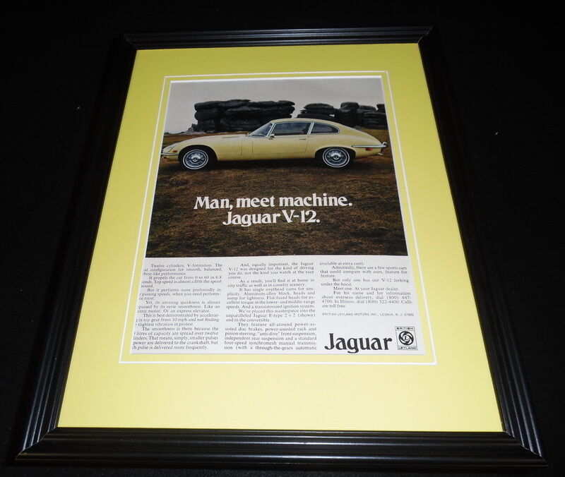 Primary image for 1972 Jaguar V-12 Framed 11x14 ORIGINAL Vintage Advertisement