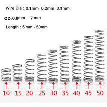 Compression Springs Wire Dia 0.1/0.2/0.3mm OD 0.8mm-7mm 304 Stainless Steel - £2.21 GBP+