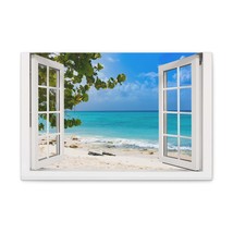 Canvas Print Wall Art Window Beach View Nature Photography Realism Scenic Lands - £71.87 GBP+