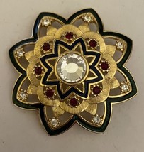 Camrose Kross Jackie Kennedy Gold Tone Rhinestones Flower Star Brooch Pin - £79.30 GBP