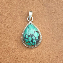 Spider Web Turquoise Pendant 925 Silver Pear Turquoise December Birthstone - £42.45 GBP