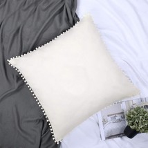 Off White Euro Sham Pom Pom Ivory 2626 Large Pillow Covers Set Of 2 Fringe Europ - £31.62 GBP