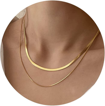 14K Gold/Silver Plated Snake Chain Necklace Herringbone Necklace Gold Choker - £16.41 GBP