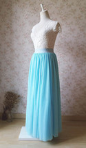 Blue Long Tulle Skirts Women Custom Plus Size Floor Length Tulle Skirt image 3