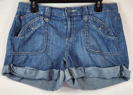 Lauren Conrad Shorts Womens Size 8 Blue Denim Chambray Cuffed Shorts - £15.81 GBP