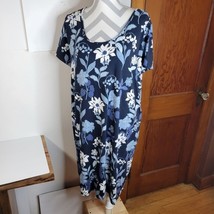 Womans J Jill Wearever Collection Floral Navy Knit Dress Size Large - £19.18 GBP