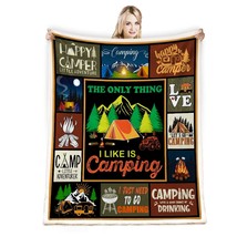 Camping Gifts Camping Blankets Best Gifts For Rv Owners Happy Camper Blanket Gif - £26.22 GBP