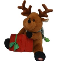 Gemmy Christmas Reindeer Gift Musical Plush Lights Up Sings Deck the Halls Toy - £21.62 GBP