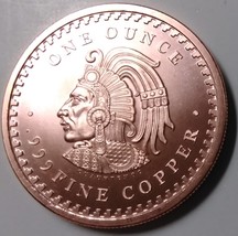 One oz .999 Copper Cuauhtemoc - Calendario Azteca - $4.95