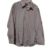 Alfani Dress Shirt Men&#39;s 18 XXL Long Sleeve Blue Striped Fitted Point Collar - £13.29 GBP
