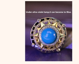 Spinning Shiny Sun Rings for Women Gemstone Blue Perot Amber Ring LOVE HOPE HAPP - £51.72 GBP