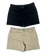 St Johns Bay Womens Chino Shorts Lot of 2 Braided Belt Navy Blue Tan Kha... - $527.36 MXN