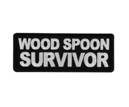 Wood Spoon Survivor 4&quot; X 1.5&quot; Funny Iron On Patch (6783) (J2) - £4.57 GBP