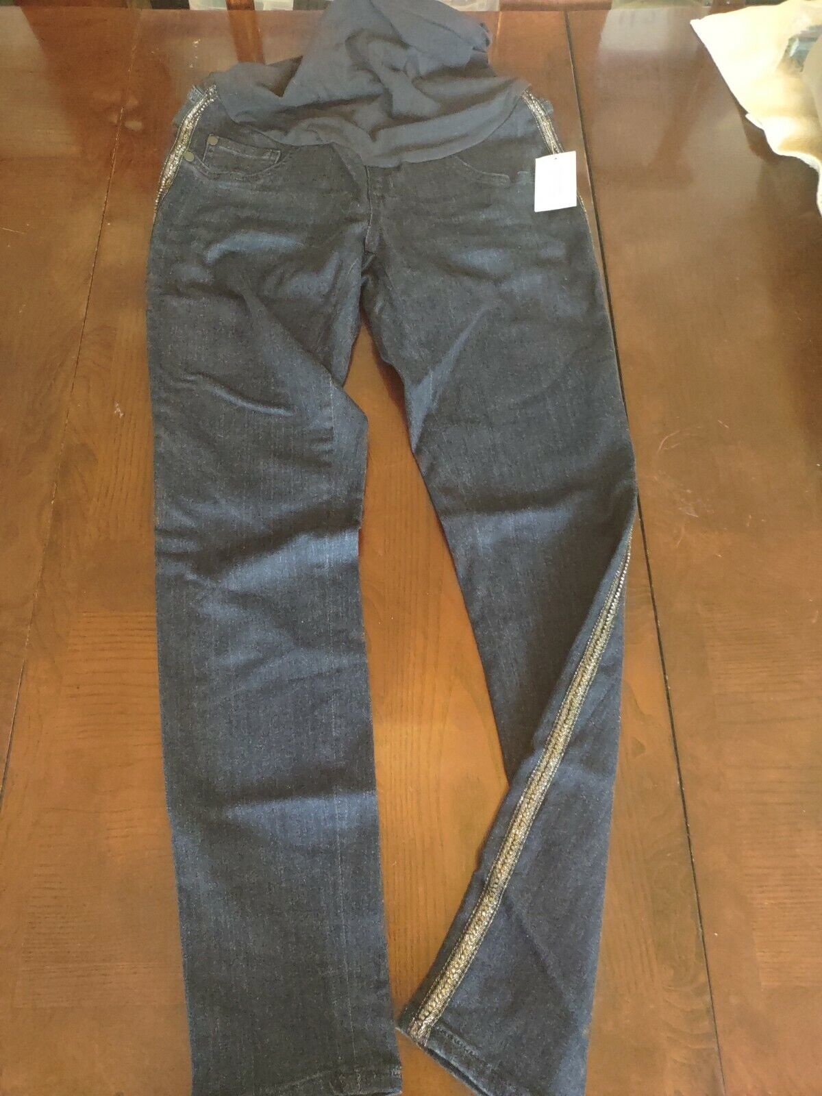 Indigo Blue Maternity Size Medium Jeans With Crystals - $49.48