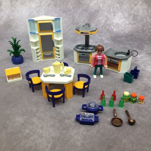 Playmobil Modern Kitchen- Stove, Sink, Fridge, Table, Chairs-3968 Incomplete - $19.59
