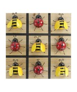 Tic Tac Toe Board Game Ladybug Bumblebee Metal and Wood 13&quot; Square Red Y... - £33.39 GBP