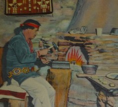 Navajo Silversmith, Grand Canyon Nat&#39;l Park Vintage Linen Postcard  - $4.75