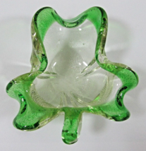 Vintage Murano Fratelli Toso Clover Shaped Green and Clear Silver Fleck ... - £77.07 GBP