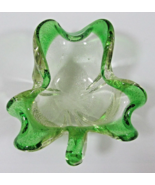 Vintage Murano Fratelli Toso Clover Shaped Green and Clear Silver Fleck ... - £77.44 GBP