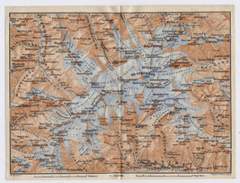 1910 Antique Map Of Großvenediger / Hohe Tauern Eastern Alps / Austria - £20.75 GBP