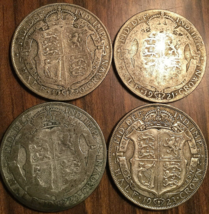 1920 1921 1922 1923 Lot Of 4 Uk Gb Great Britain Silver Half Crown Coins - £32.66 GBP