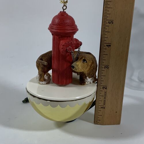 Roman Inc. Dachshund Dog Chasing Tail Around Hydrant Ornament with box - $8.00