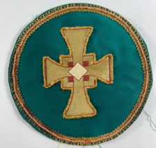 Vintage Green Gold Celtic Religious Cross 6 in Emblem Patch - £20.99 GBP