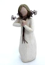 Willow Tree Angel Friendship Figurine Susan Lordi 2004 Holds Wire Flower Bouquet - £7.55 GBP