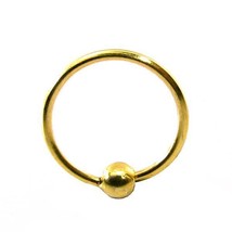 Semplice Filo Seamless Naso Anello Cerchio 14k Massiccio Vero Oro Giallo Sfera - £30.37 GBP