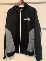 Nike Elite Men&#39;s Therma Fit Hoodie Zip Front Black Gray NEW - $43.44