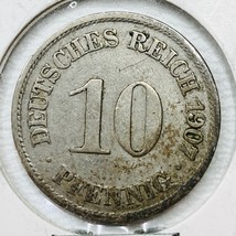 1907 A German Empire 10 Pfennig Coin - €2,58 EUR