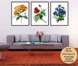 Watercolour Botanical Printable Wall Art in a Set of 3 Floral Wall Hanging Decor - £9.48 GBP