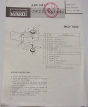 Vintage Montgomery Ward Lawn Cart Model TMO 1102c Owner’s Guide  Parts L... - $2.99