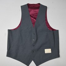 NEW Deadstock Vtg 80s Bespoke 46R Gray Polyester USA Made Mens Waistcoat Vest - £27.07 GBP