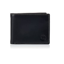 Timberland Men&#39;s Leather Wallet with Attached Flip Pocket | Color Black (Blix) - £40.05 GBP