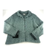 Play Alegre Hand Painted Sweater Womens Large Black Blue Cardigan Mohair... - $34.36