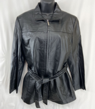 Worthington Women Size Large Black Leather Jacket Long Sleeve Full Zip w... - $37.99