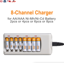 8 Slot Battery Charger for Ni-Mh Ni-Cd AA AAA Rechargeable Batteries Fast Charge - £12.76 GBP