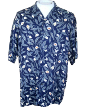GEOFFREY BEENE men Hawaiian ALOHA shirt M pit to pit 24 rayon floral tropic luau - £11.89 GBP
